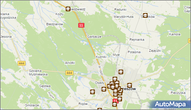 mapa Kuźniki gmina Ostrzeszów, Kuźniki gmina Ostrzeszów na mapie Targeo