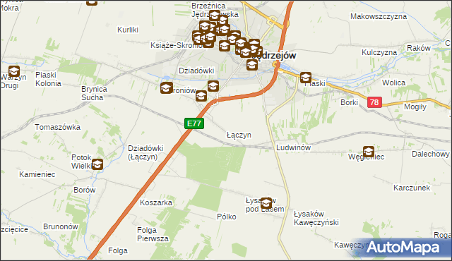 mapa Łączyn, Łączyn na mapie Targeo