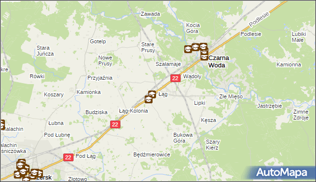 mapa Łąg, Łąg na mapie Targeo