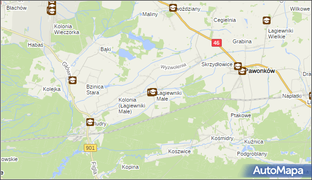 mapa Łagiewniki Małe, Łagiewniki Małe na mapie Targeo