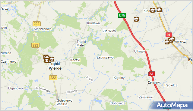 mapa Łaguszewo, Łaguszewo na mapie Targeo