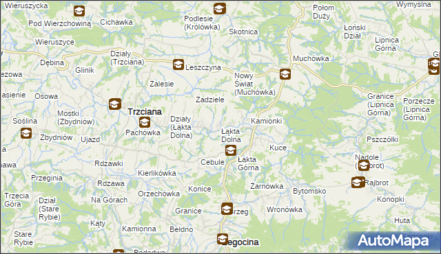 mapa Łąkta Dolna, Łąkta Dolna na mapie Targeo