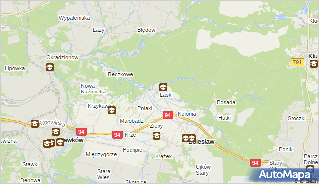 mapa Laski gmina Bolesław, Laski gmina Bolesław na mapie Targeo