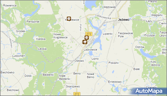 mapa Laskowice gmina Jeżewo, Laskowice gmina Jeżewo na mapie Targeo