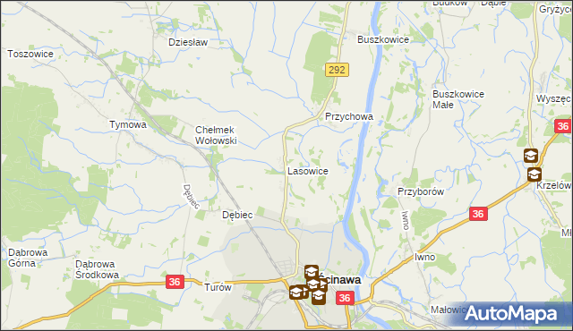 mapa Lasowice gmina Ścinawa, Lasowice gmina Ścinawa na mapie Targeo
