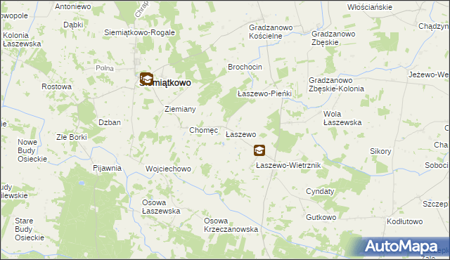 mapa Łaszewo gmina Siemiątkowo, Łaszewo gmina Siemiątkowo na mapie Targeo