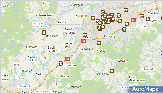 mapa Latoszyn, Latoszyn na mapie Targeo