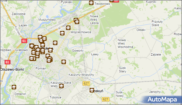 mapa Ławy gmina Rzekuń, Ławy gmina Rzekuń na mapie Targeo