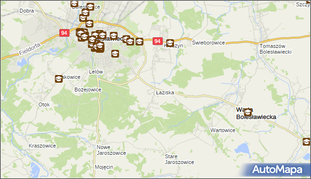 mapa Łaziska gmina Bolesławiec, Łaziska gmina Bolesławiec na mapie Targeo