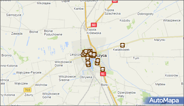 mapa Łęczyca, Łęczyca na mapie Targeo