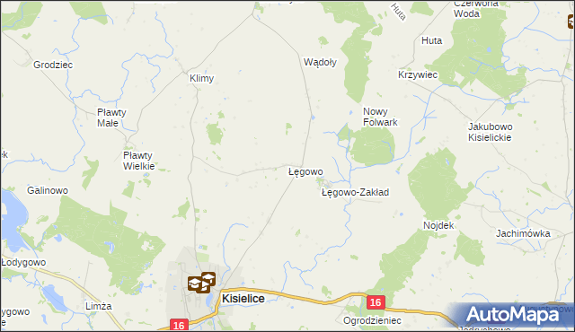 mapa Łęgowo gmina Kisielice, Łęgowo gmina Kisielice na mapie Targeo