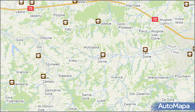 mapa Łęki Górne gmina Pilzno, Łęki Górne gmina Pilzno na mapie Targeo