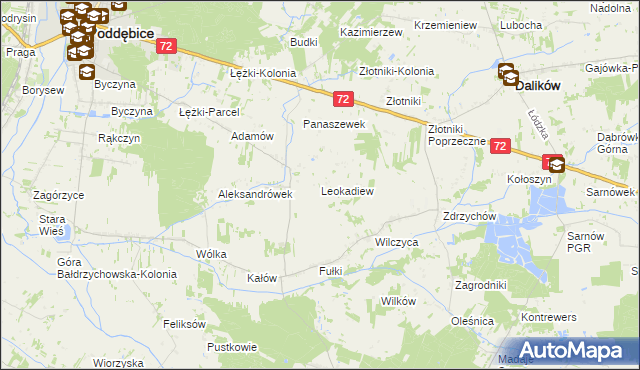 mapa Leokadiew, Leokadiew na mapie Targeo