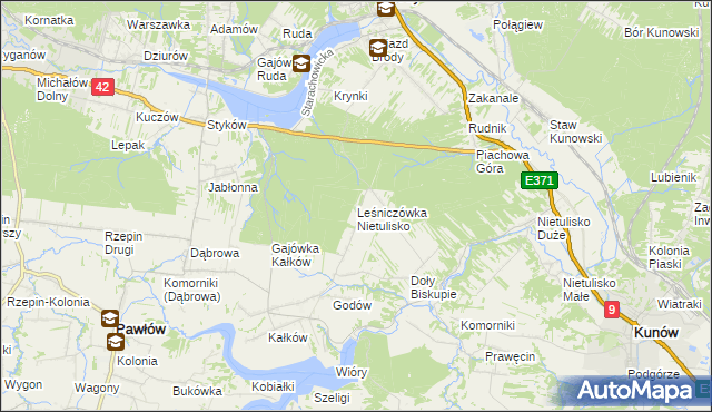 mapa Leśniczówka Nietulisko, Leśniczówka Nietulisko na mapie Targeo