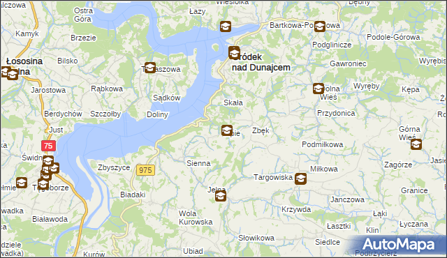 mapa Lipie gmina Gródek nad Dunajcem, Lipie gmina Gródek nad Dunajcem na mapie Targeo