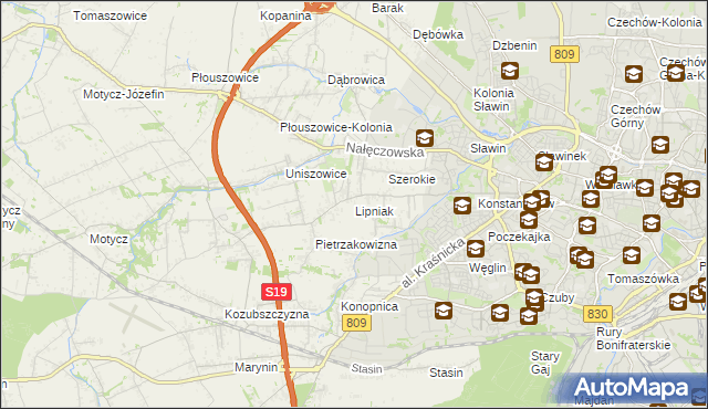 mapa Lipniak gmina Konopnica, Lipniak gmina Konopnica na mapie Targeo