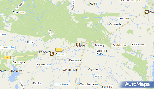 mapa Lipnica gmina Szamotuły, Lipnica gmina Szamotuły na mapie Targeo