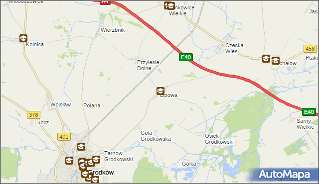 mapa Lipowa gmina Grodków, Lipowa gmina Grodków na mapie Targeo