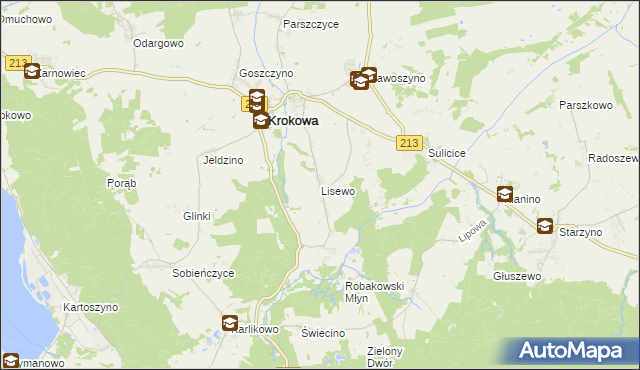 mapa Lisewo gmina Krokowa, Lisewo gmina Krokowa na mapie Targeo