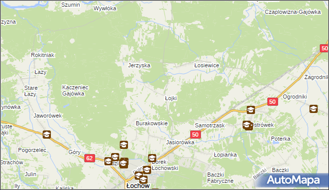 mapa Łojki gmina Łochów, Łojki gmina Łochów na mapie Targeo