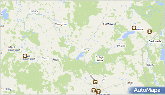 mapa Łomy gmina Jonkowo, Łomy gmina Jonkowo na mapie Targeo
