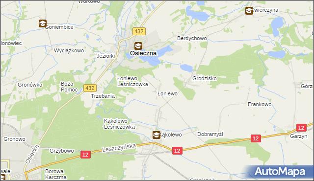 mapa Łoniewo gmina Osieczna, Łoniewo gmina Osieczna na mapie Targeo