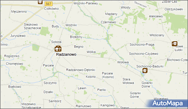 mapa Łoniewo gmina Radzanowo, Łoniewo gmina Radzanowo na mapie Targeo