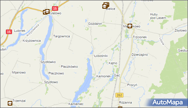 mapa Łosośniki gmina Mogilno, Łosośniki gmina Mogilno na mapie Targeo