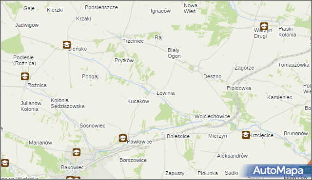 mapa Łowinia, Łowinia na mapie Targeo