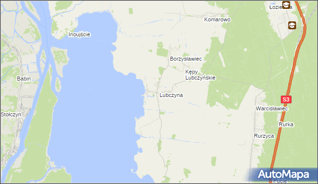 mapa Lubczyna gmina Goleniów, Lubczyna gmina Goleniów na mapie Targeo