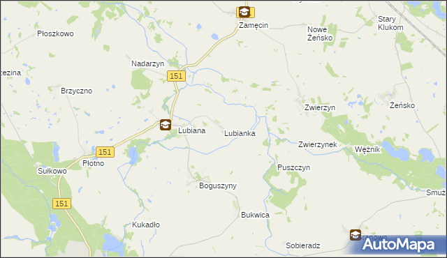 mapa Lubianka gmina Pełczyce, Lubianka gmina Pełczyce na mapie Targeo