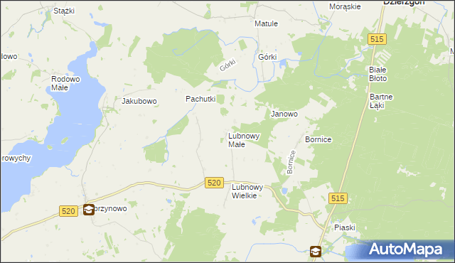 mapa Lubnowy Małe, Lubnowy Małe na mapie Targeo