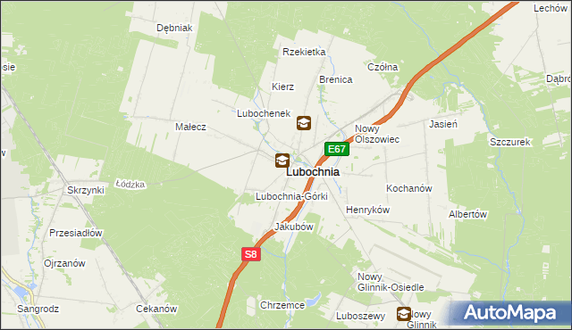 mapa Lubochnia powiat tomaszowski, Lubochnia powiat tomaszowski na mapie Targeo