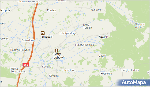 mapa Lubotyń-Kolonia, Lubotyń-Kolonia na mapie Targeo