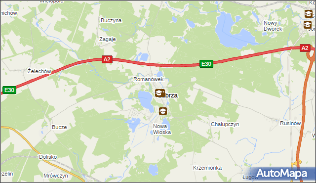 mapa Lubrza powiat świebodziński, Lubrza powiat świebodziński na mapie Targeo