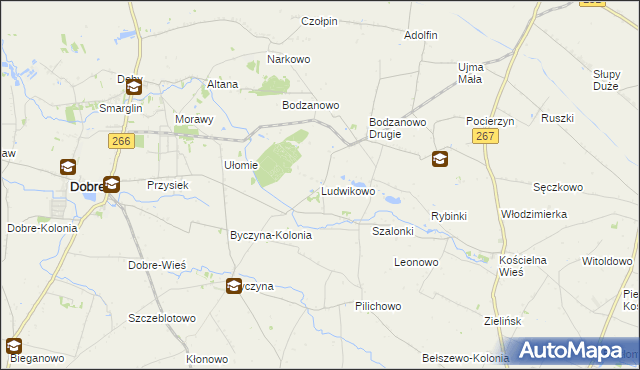 mapa Ludwikowo gmina Dobre, Ludwikowo gmina Dobre na mapie Targeo