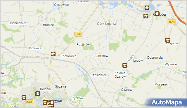 mapa Ludwinów gmina Nałęczów, Ludwinów gmina Nałęczów na mapie Targeo
