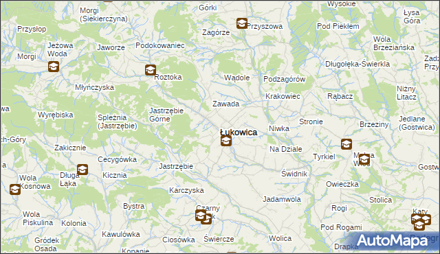 mapa Łukowica, Łukowica na mapie Targeo