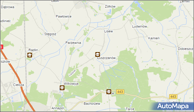 mapa Łuszczanów, Łuszczanów na mapie Targeo