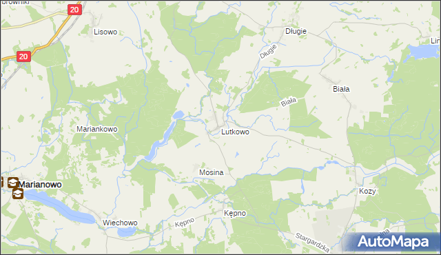 mapa Lutkowo gmina Dobrzany, Lutkowo gmina Dobrzany na mapie Targeo