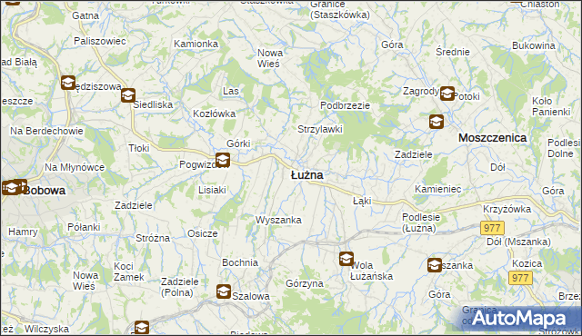 mapa Łużna, Łużna na mapie Targeo