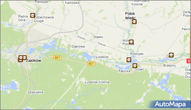 mapa Łysaków gmina Zaklików, Łysaków gmina Zaklików na mapie Targeo