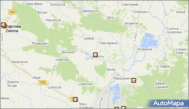 mapa Łysiny gmina Koniecpol, Łysiny gmina Koniecpol na mapie Targeo