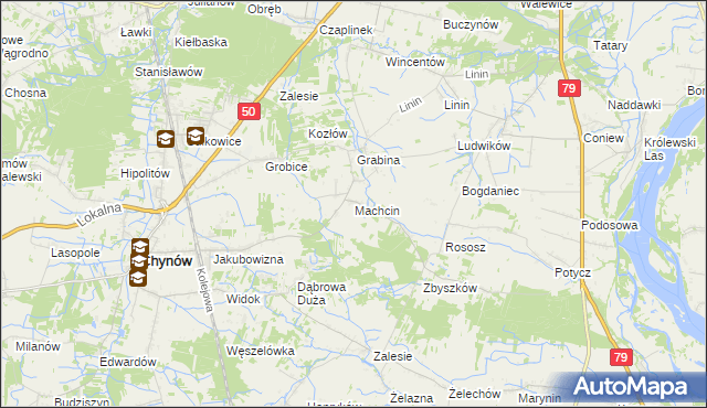 mapa Machcin gmina Chynów, Machcin gmina Chynów na mapie Targeo