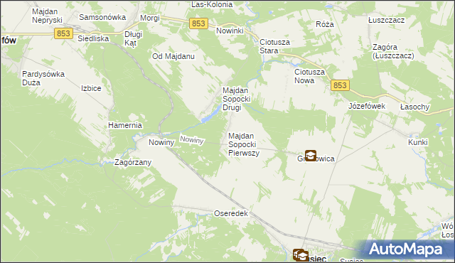 mapa Majdan Sopocki Pierwszy, Majdan Sopocki Pierwszy na mapie Targeo