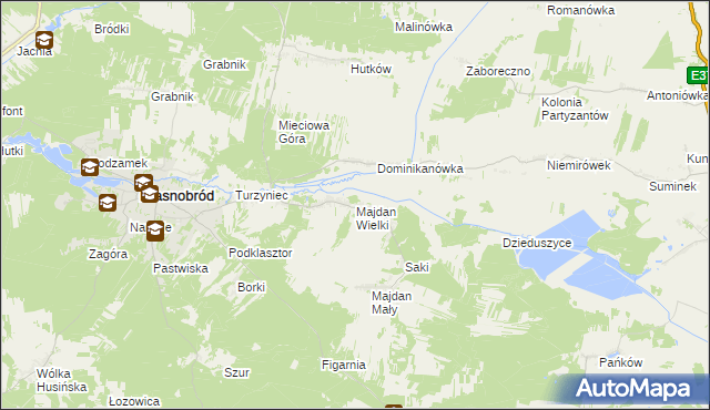 mapa Majdan Wielki gmina Krasnobród, Majdan Wielki gmina Krasnobród na mapie Targeo