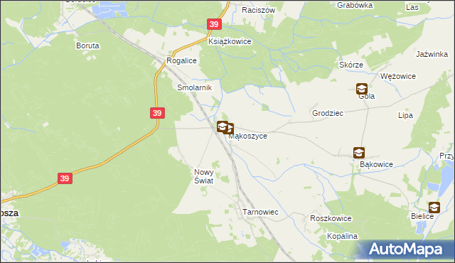 mapa Mąkoszyce gmina Lubsza, Mąkoszyce gmina Lubsza na mapie Targeo