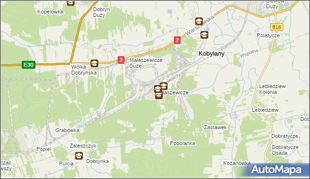 mapa Małaszewicze, Małaszewicze na mapie Targeo