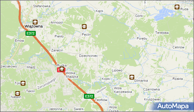 mapa Malcanów gmina Wiązowna, Malcanów gmina Wiązowna na mapie Targeo