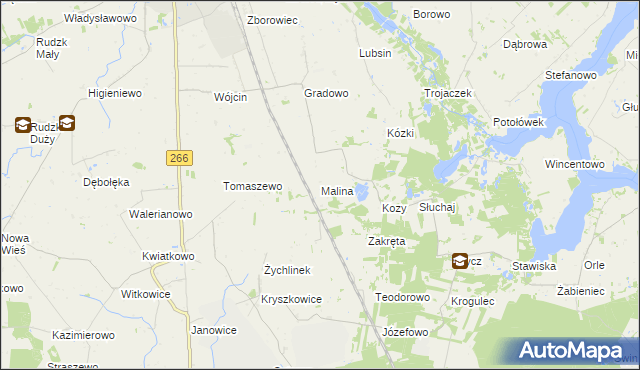 mapa Malina gmina Piotrków Kujawski, Malina gmina Piotrków Kujawski na mapie Targeo